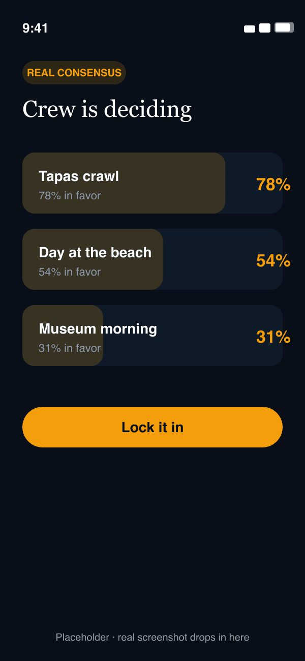 TripBau consensus voting screen